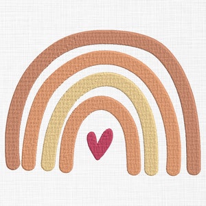 Diseño de bordado de arco iris de Boho Arco iris de Boho con diseño de bordado de corazón Diseño de bordado de Boho Bordado de máquina 6 tamaños Descarga instantánea