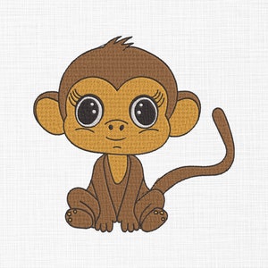 Baby Monkey Embroidery Design Cute Monkey Embroidery Design Animals Embroidery Design Machine Embroidery Pattern 5 Sizes Digital Download