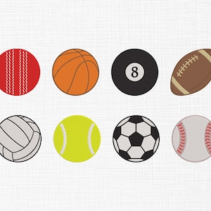 Sports Balls Bundle Embroidery Design American Football Embroidery Design Basket Ball Embroidery Design Machine Embroidery 6 Sizes Download