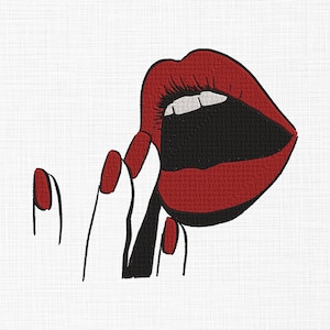 Lips with Fingers Embroidery Design Red Lips Embroidery Design Lips Machine Embroidery Files Machine Embroidery Pattern 6 Sizes Download