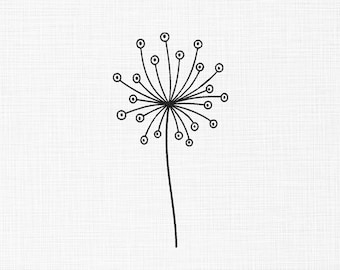 Dandelion Flower Embroidery Design Line Art Flower Embroidery Design Flowers Embroidery Files Machine Embroidery 6 Sizes Digital Download