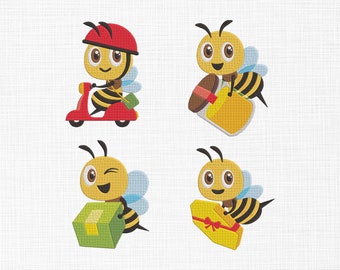 Cute Baby Bee Bundle Embroidery Design Honey Bee Embroidery Design Little Bee Embroidery Design Machine Embroidery 5 Sizes Digital Download