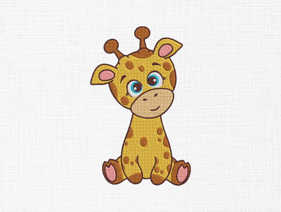 Cute Baby Giraffe Embroidery Design Baby Giraffe Sitting Etsy