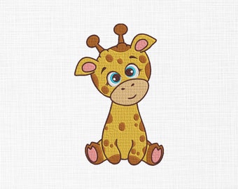 Cute Baby Giraffe Embroidery Design Baby Giraffe Sitting Embroidery Design Cute Animals Embroidery Files Machine Embroidery 6 Sizes Download