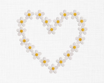 Daisy Flower Heart Embroidery Design Daisy Embroidery Design Summer Embroidery Design Machine Embroidery Pattern 6 Sizes Digital Download