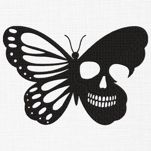 Skull Butterfly Embroidery Design Butterfly with Skeleton Face Embroidery Design Butterfly Embroidery Machine Embroidery 6 Sizes Download