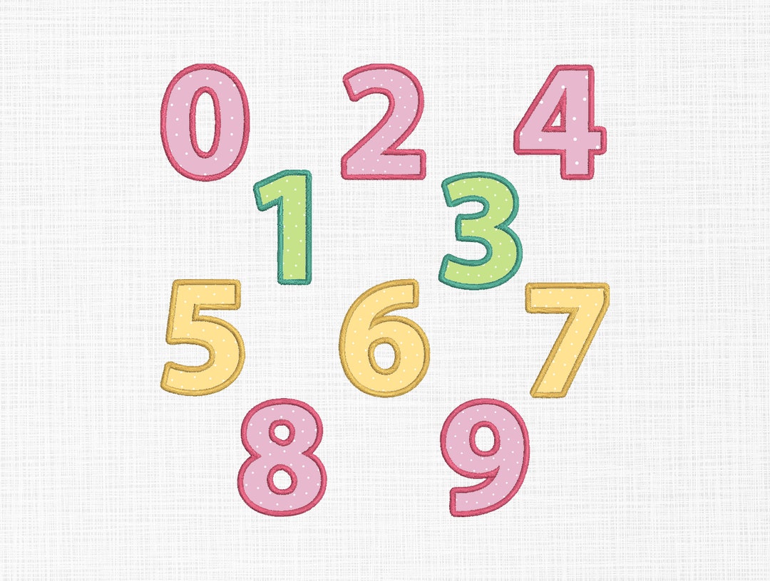 Numbers Applique Embroidery Design Applique Numbers Embroidery Etsy