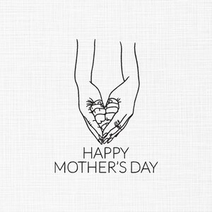 Happy Mother&#39;s Day Embroidery Design Mom Hand Baby Feet Embroidery Design Mom Baby Line Art Embroidery Machine Embroidery 4 Sizes Download