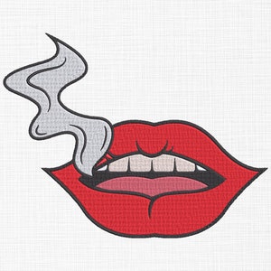 Lips Embroidery Design Lips Embroidery File Lips Machine Embroidery Design Mouth Embroidery Design Lips With Smoke Embroidery Design 5 Sizes