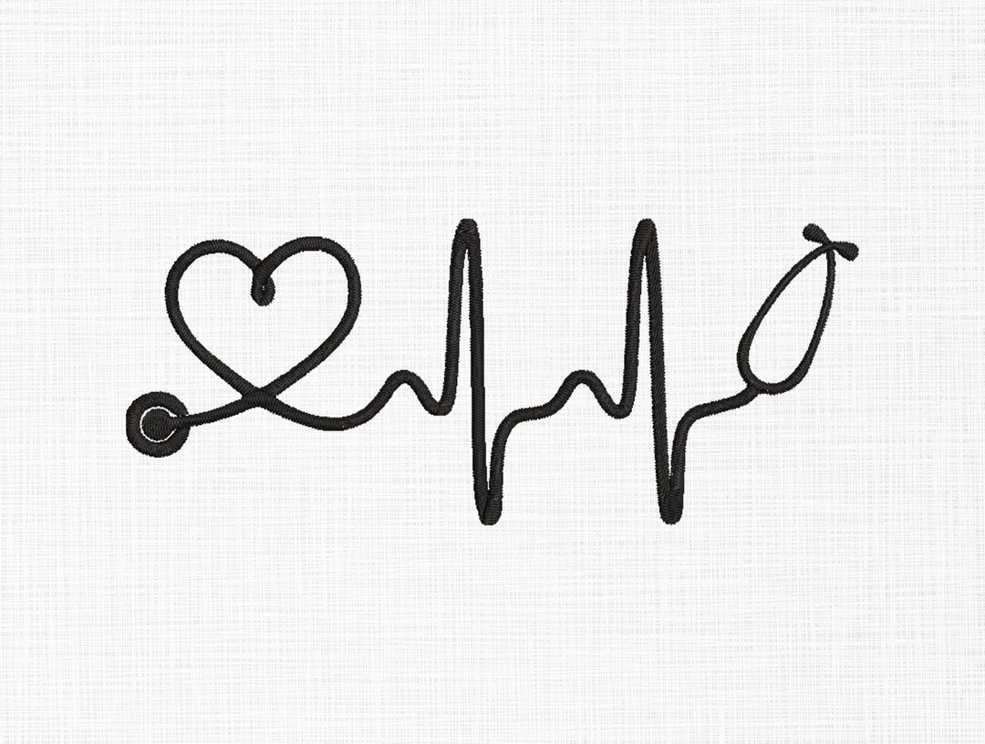 Doctor Stethoscope Heartbeat Embroidery Design Stethoscope Embroidery