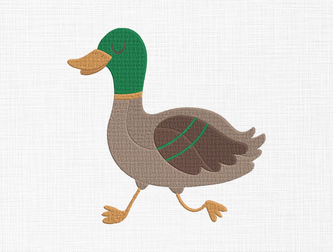 Cute Mallard Duck Embroidery Design Flat Duck Embroidery Etsy