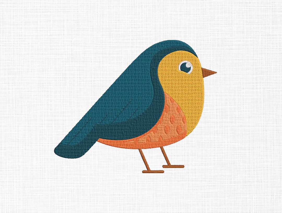Bird Embroidery Design Blue Bird Embroidery Design Flat Baby Bird