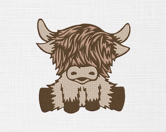 Baby Highland Cow Embroidery Design Highland Cow Embroidery Files Animals Embroidery Design Machine Embroidery 5 Sizes Digital Download
