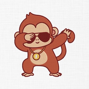 Cool Baby Monkey Embroidery Design Cute Monkey Embroidery Design Animals Embroidery Design Machine Embroidery Files 5 Sizes Digital Download