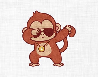 Cool Baby Monkey Embroidery Design Cute Monkey Embroidery Design Animals Embroidery Design Machine Embroidery Files 5 Sizes Digital Download