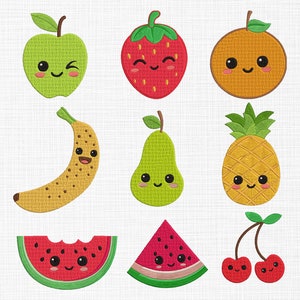 Cute Fruits Bundle Embroidery Design Cute Fruits Face Embroidery Design Fruits Embroidery Machine Embroidery Files 5 Sizes Digital Download