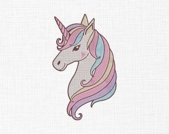 Licorne mignon visage broderie Design Licorne broderie Design animaux broderie Design motif de broderie Machine 5 tailles téléchargement immédiat