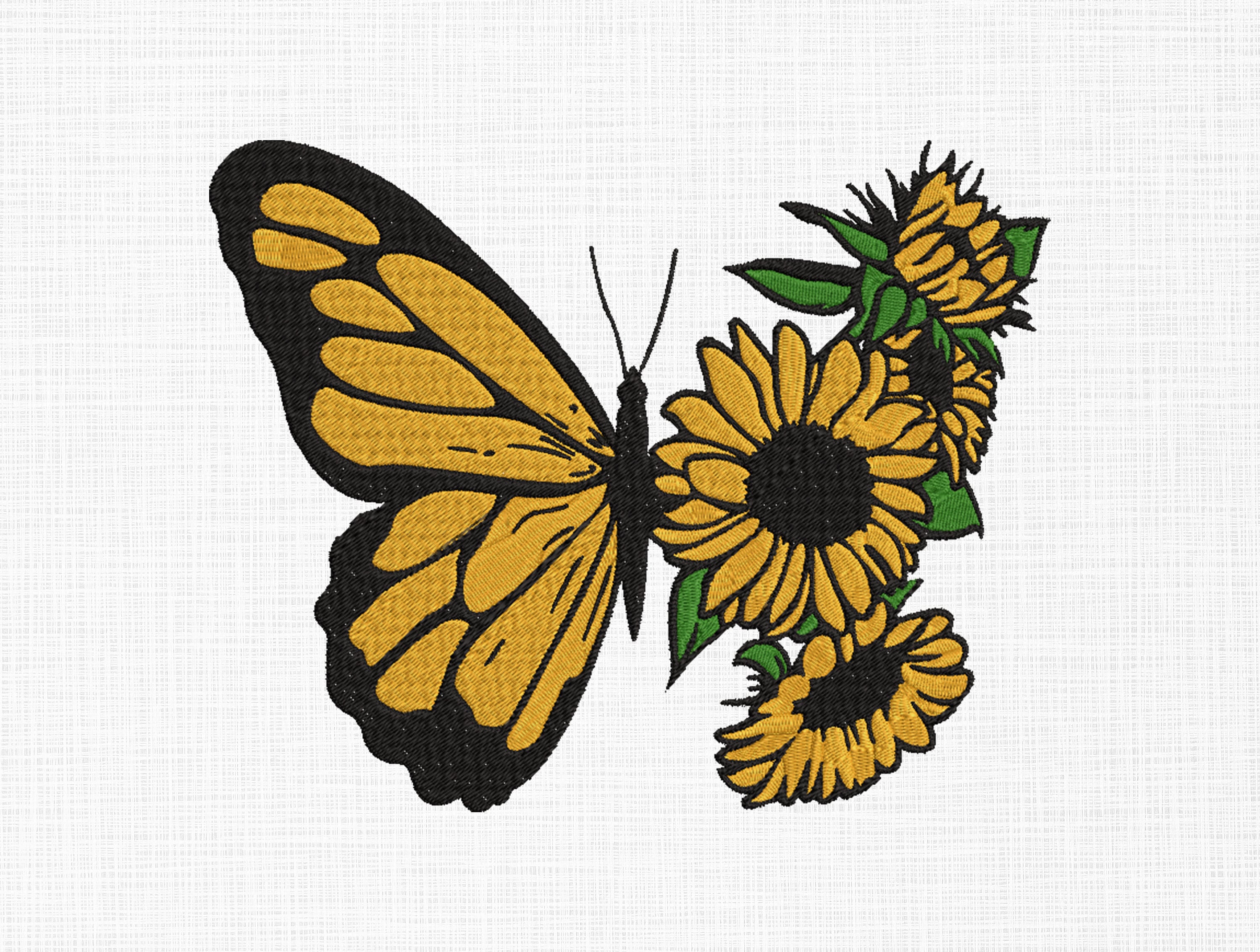 Floral Butterfly Embroidery Design Sunflowers Butterfly Etsy