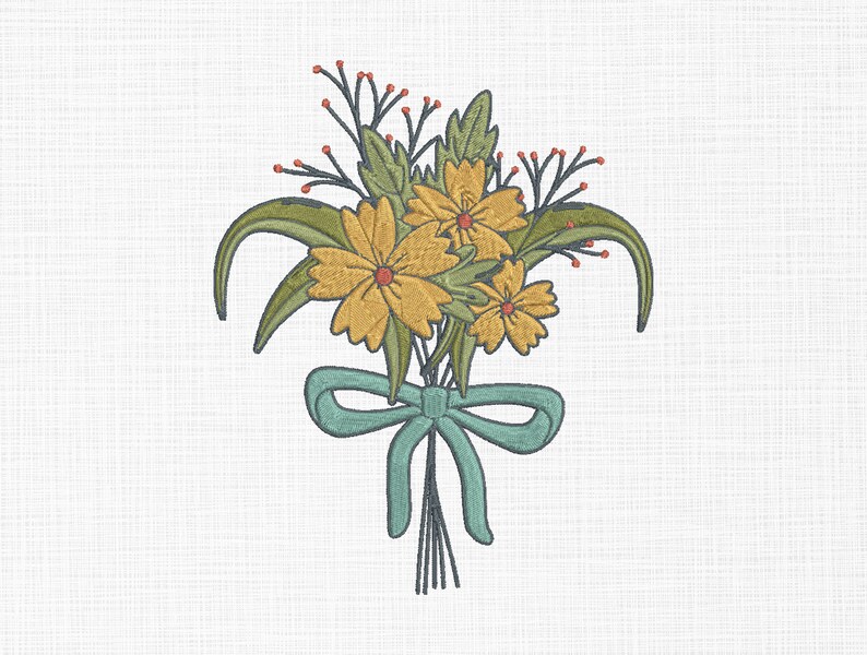 Flower Bouquet Embroidery Design Flower Embroidery Design Etsy