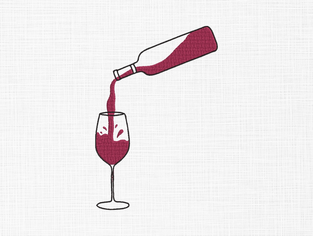 Wine With Glass Embroidery Design Wine Embroidery Design Wine Lover