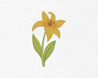 Lily Embroidery Design Flower Embroidery Designs Yellow Lily Embroidery Design Machine Embroidery Pattern 5 Sizes Digital Download