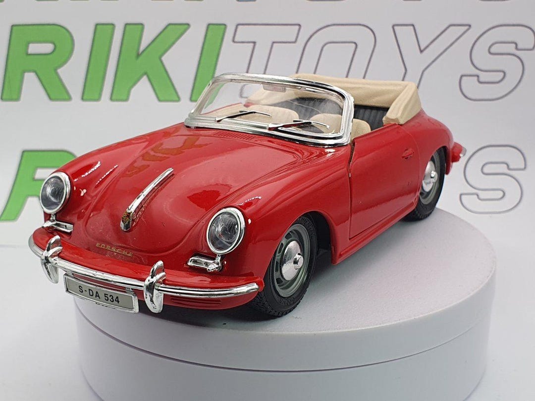 Porsche 356 B Cabrio Burago 1/24 Red 1961 - Etsy