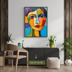 Colorful Cubist Woman - Picasso-Inspired Abstract Art