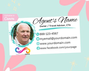 Business Card Template | Teal & Black Design | Travel Agent | Editable | Canva | Template | Logo | Two Sided