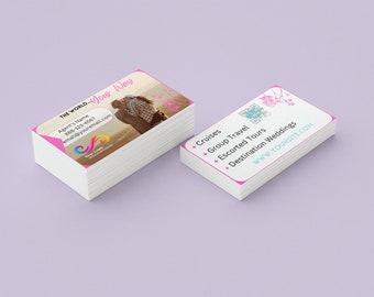 Travel Agent Marketing Template Bundle: Postcards, Flyer, Business Card (Canva Editable)