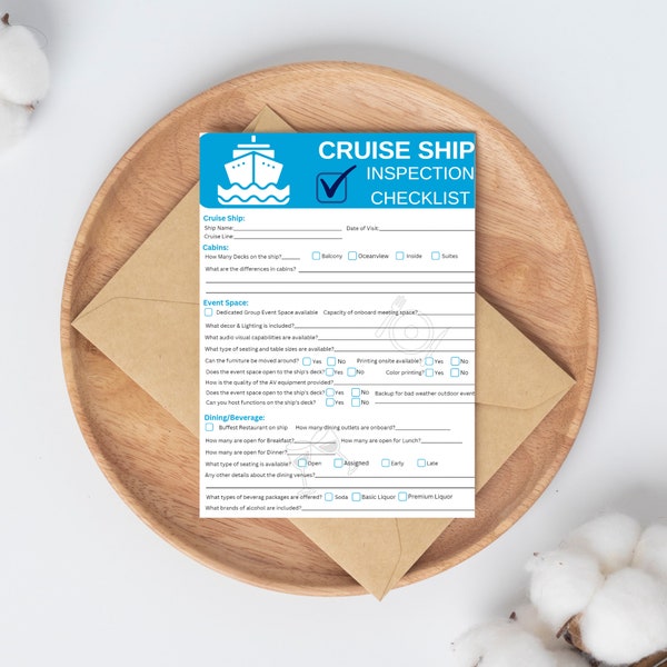 Cruise Ship Inspection Form v1 | Travel Agent | Event Planer | Group Leader | Fillable | PDF | Printable