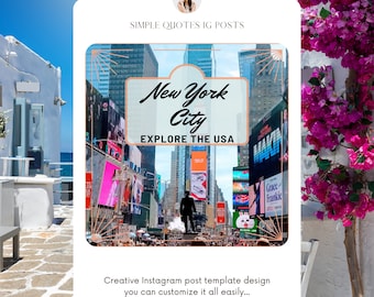 USA Bucket List Instagram Templates: Travel Social Media (Canva)