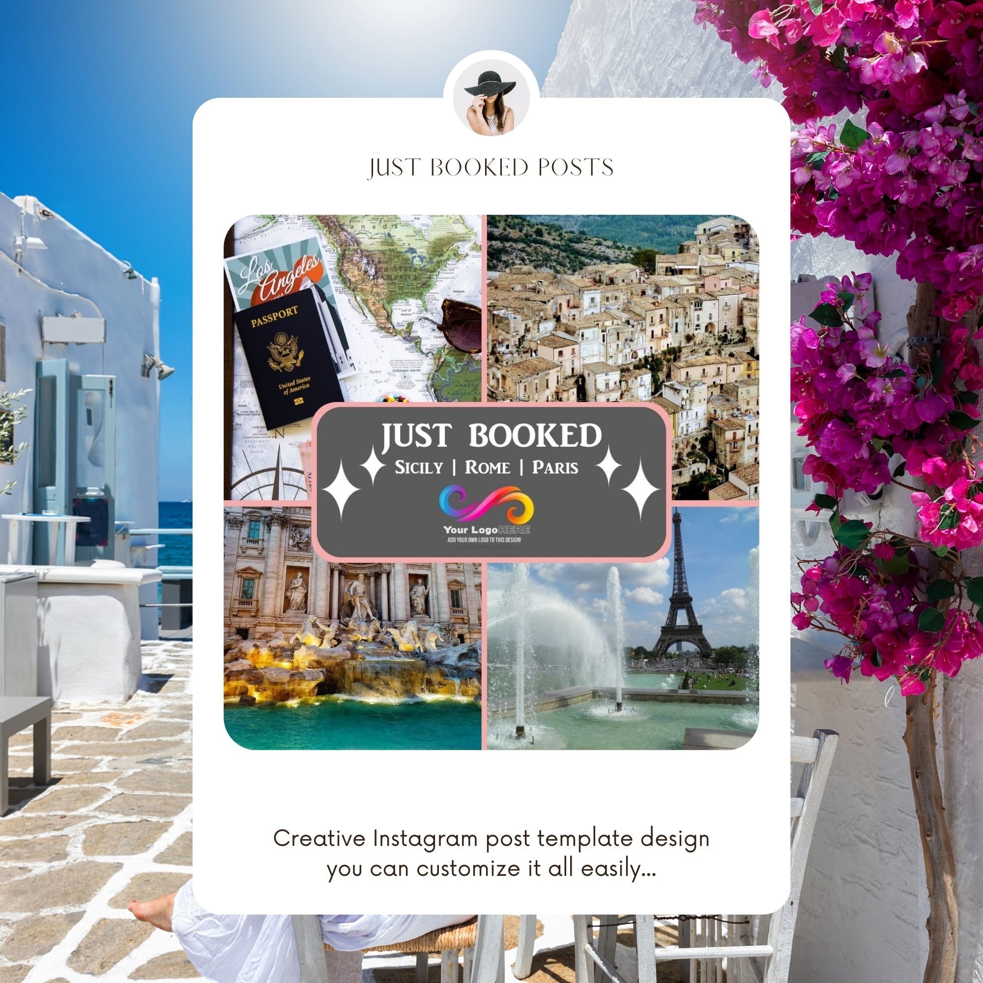 Travel Agent Social Media Posts: Just Booked Destinations - Canva Template