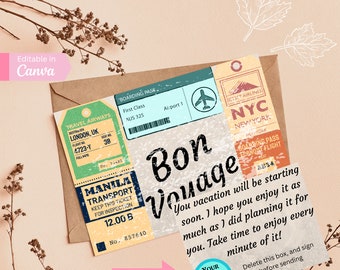 Bon Voyage Note Card | Travel Agent | Canva | Editable | Customizable | Thank You | Postcard