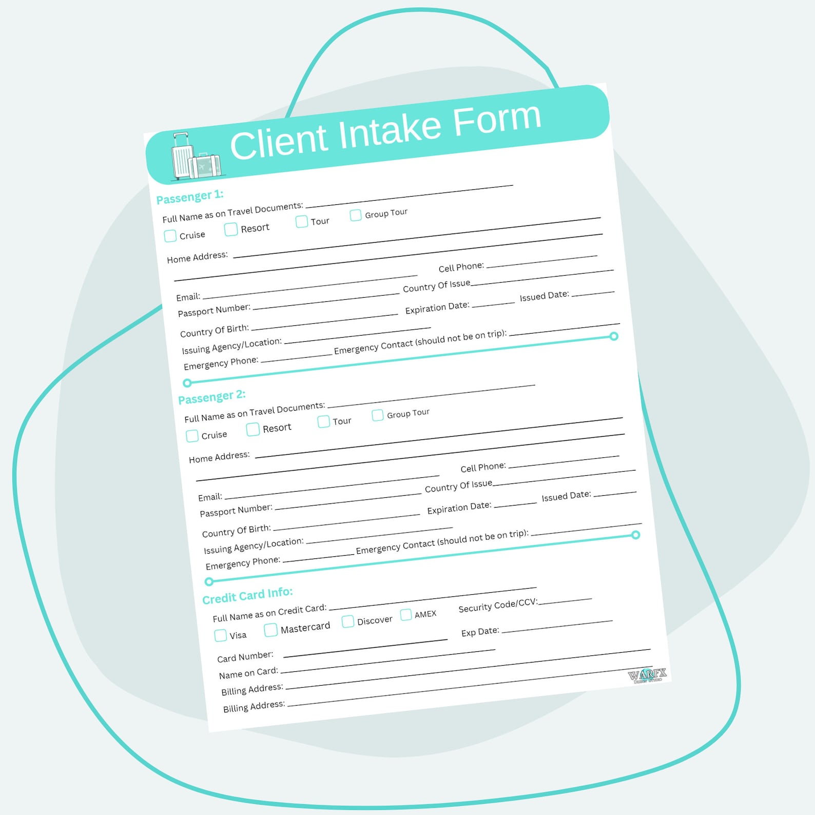 Client Intake Form for Travel Agents, Canva Editable Version, Simple ...