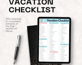 Simple Vacation Packing Checklist Bundle | Editable | Travel Agent | Cruise | Canva | Printable