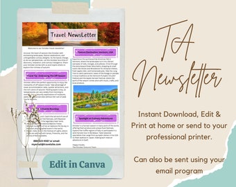 October Travel Agent Newsletter Template: Vermont, USA (Canva Editable)