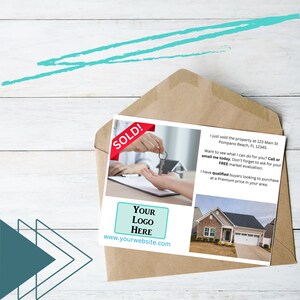 不動産業者が売却したばかり v1 ポストカード、6.5 インチ x 9 インチ、シンプルなデザイン、Canva で編集可能、不動産業者