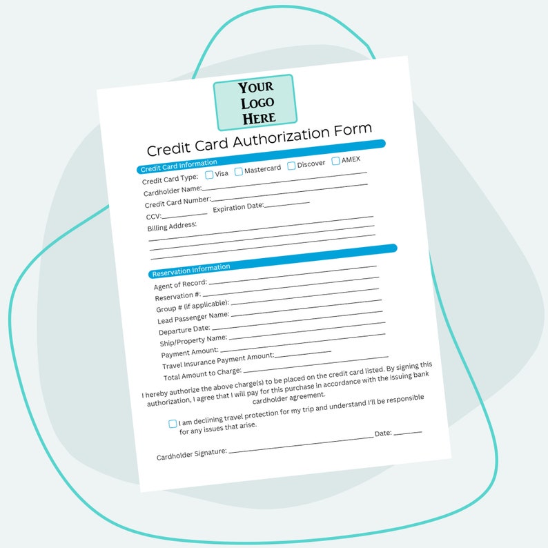 Travel Agent Credit Card Authorization Form | Business Forms | PDF ...