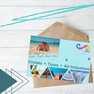 Editable Postcard Template for Travel Agents and Realtors, Add 6 Photos, Logo & Call to Action, Canva Editable Design, Digital Download