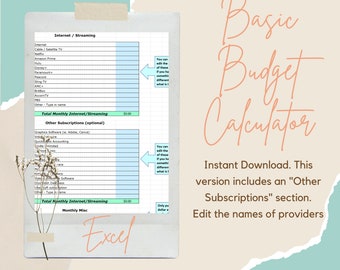 Basic Excel Budget Tracker | Calculator | Simple | Business Form | Personal | Easy to use | Track, Edit, and Visualize Your Finances