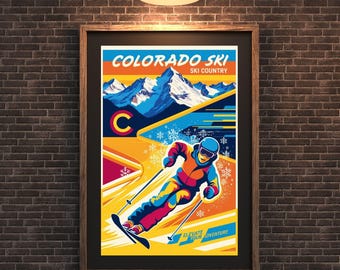 Colorado Ski Poster: Retro Winter Sports Art (Digital Download)