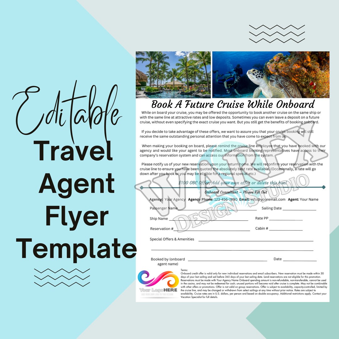 Travel Agent Book on Board Cruise Vacation Editable Canva Template Travel Agent Reusable