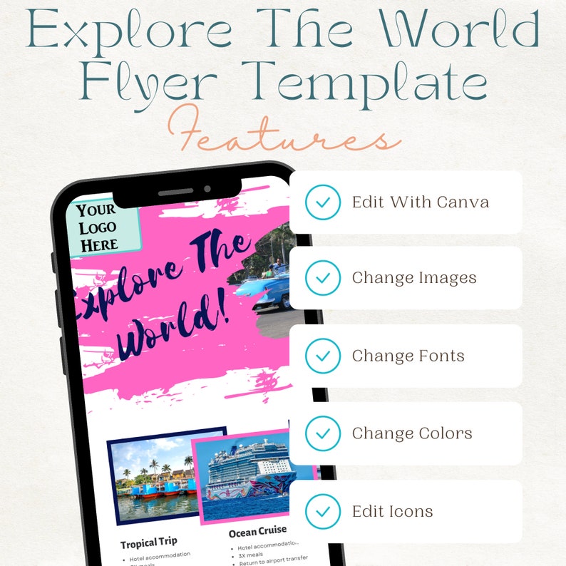 Travel Agent group cruise Flyer | Editable | Pink | Business Form | Template | Canva | Explore The World