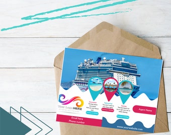 Travel Agent GPS Points Postcard Template, Canva, Editable, Welcome Home, Cruise, Groups, Printable, Customizable