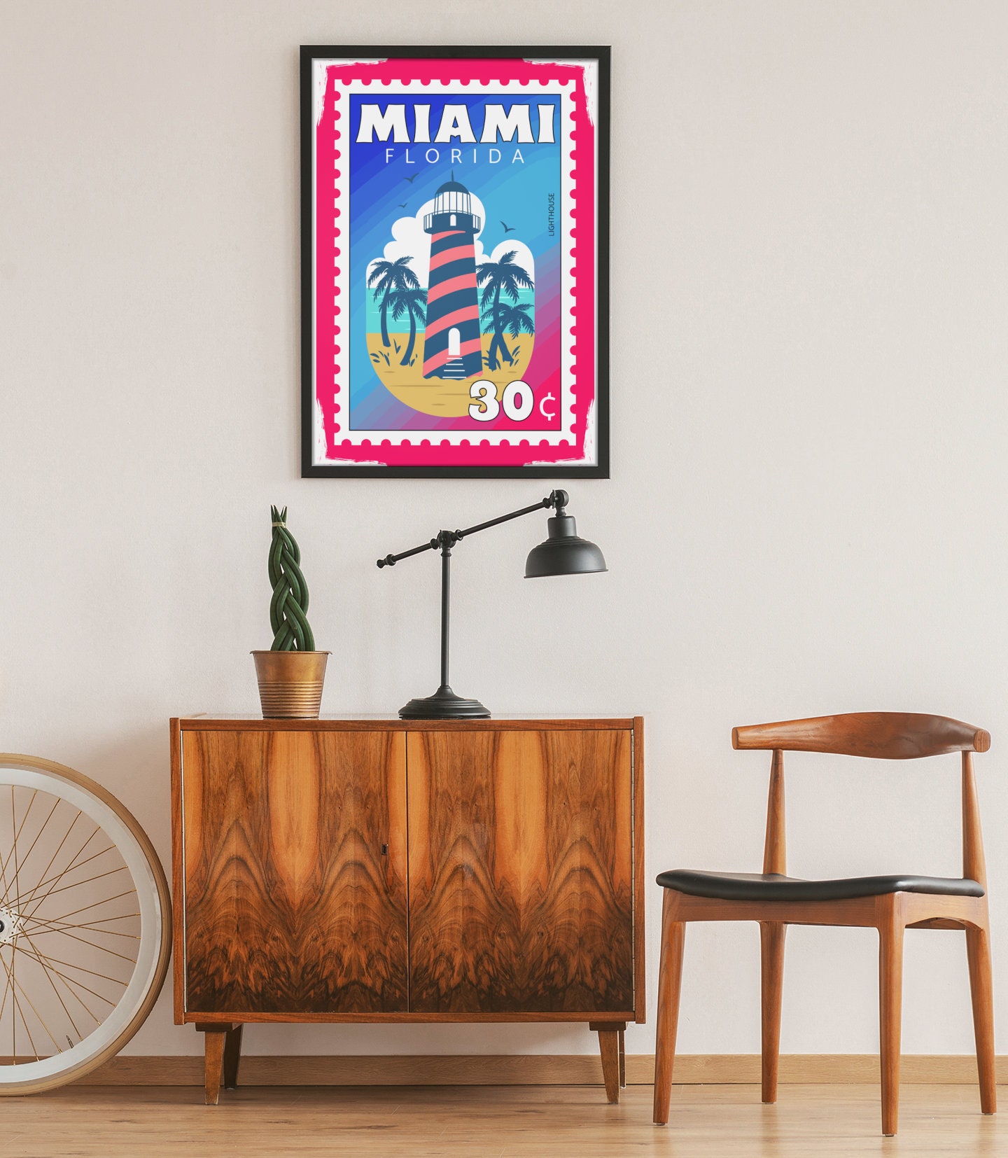 Vintage Miami Lighthouse Postage Stamp Art Print (Digital Download)