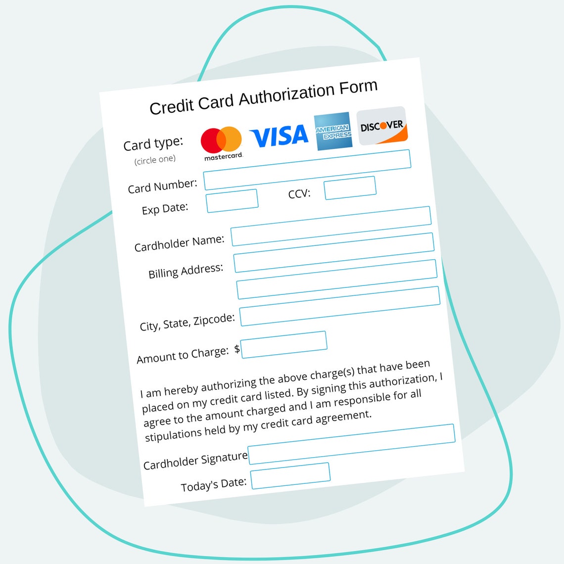 Simple Credit Card Authorization Form V2 Travel Agent Retail