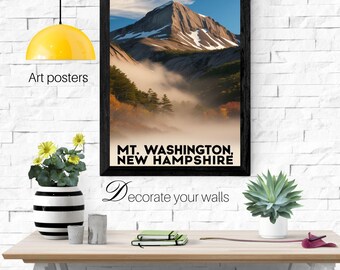 Mt. Washington New Hampshire Poster: Scenic Mountain Art (Digital Download)
