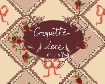 Patrón de encaje de croqueta sin costuras // Diseño digital dibujado a mano - Descarga PNG // Covenant Collections