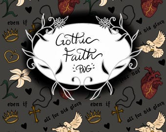 Patrón sin costuras de Fe Gótica // Diseño digital dibujado a mano - Descarga PNG // Covenant Collections