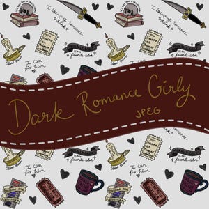 Dark Romance Girly Seamless Pattern|| Hand Drawn Digital Design-JPEG Download|| Covenant Collections